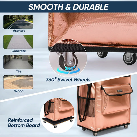 Reusable Grocery Bags On Wheels Rolling Tote Bag With Large Capacity And Durable Double Layer PP Material for smooth surfaces.