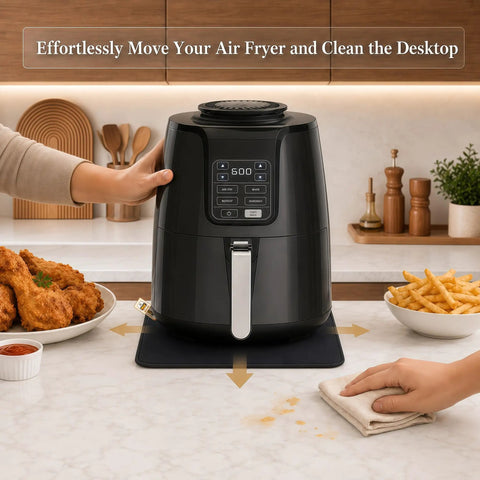 Sliding Mat For Air Fryer AF141 AF101 FN101 With Smooth Glide Anti Slip Base beneath air fryer on kitchen counter