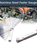 Automotive piston ring compressor kit with adjustable 2-1/8 to 7 in range; includes stainless steel feeler gauge blades.