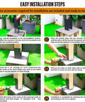 Installation steps of Heavy Duty Stainless Steel U Shape 4x4 Post Holder Bracket in wet concrete for fences and decks.