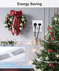 Dual Independent On Off Switch Grounded Power Outlet Wall Tap With Two 3 Prong Ports 1875W 15A ETL White for Christmas lights