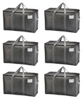 Heavy Duty Moving Bags Six Pack Extra Large With Reinforced Handles And Built Tough Zippers Foldable And Reusable shown stacked