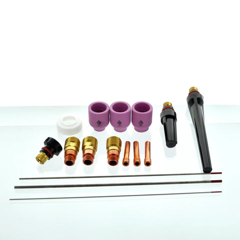 SGL KITM TIG Accessory Kit With Stubby Gas Lens And 4GL Tips For Pro Level TIG Welding, Includes 1 By 16, 3 By 32, And 1 By 8 Consumables, Spare Parts To Swap Fast And Keep Your Torch Running Strong On Any Project