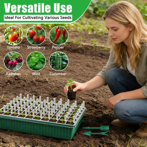 Two Pack 120-Cell Seed Starter Tray With Grow Light, Self-Watering Kit, Humidity Dome, Adjustable Brightness, Timed Seedling Germination Trays For Indoor Planting