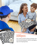Cheetah Print Poly Mailers 100 Pack 10x13 Self Seal Shipping Bags for Clothing and Small Business, woman and child holding mailer