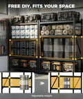 Beefy Heavy Duty Storage Shelves With 6000 Lb Capacity, 61 Inch Wide By 24 Inch Deep By 72 Inch High Industrial Steel Shelving Unit, 1 Mm Main Frame And 4 Mm Solid Wire, Built To Handle Heavy Loads Without Sag. black steel garage shelving with tools, bins, and drums