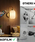HAOFILM Battery Operated Wall Sconces Set of 2 shown with remote, highlighting no wiring and vintage brass design.