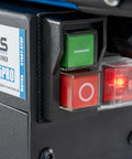 MAB 155PRO magnetic drill control panel with green start button, red stop button and BDS Maschinen label.