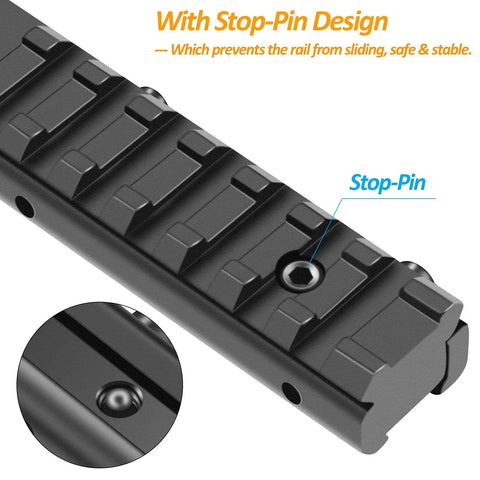 Dovetail To Picatinny Rail Adapter For 11mm To 21mm Fit Low Profile Scope Riser Mount Converter with stop-pin design