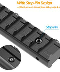 11mm Dovetail To 21mm Picatinny Rail Adapter Mount For Precision Optics showing stop-pin design
