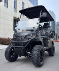 Top Notch Four Passenger Electric Golf Cart With One Touch Start And 48V 150Ah Lithium Battery parked in urban setting.