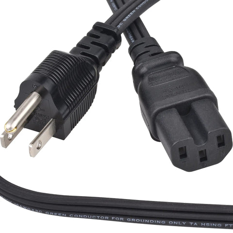Three Foot Replacement Power Cord For Coffee Pot And Percolator, Heavy Duty 16 AWG 1875W 125V, 3 Prong Grounded, Black Cable close-up