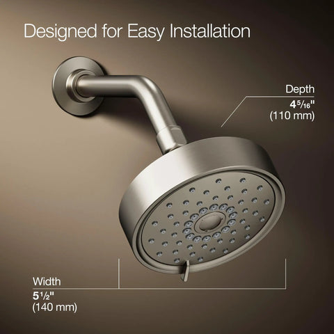 Purist Three Function Shower Head With Full Coverage Massage And Silk Spray, High Pressure 1.75 Gpm displayed in brushed nickel