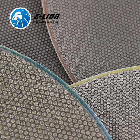 7 Inch Glass Electroplated Diamond Polishing Pads 4 Piece Set With Grits 60 120 200 400 For Wet Or Dry Sanding Close-Up View