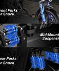 1200W Folding Electric Bike For Adults And Teens showing full suspension with front forks, mid-mounted, and rear forks.