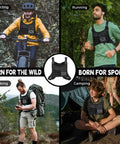 Collage showing Outdoor Chest Bag For Men Concealed Vest Holster Fits Most Pistols Adjustable Anti Theft EDC Pack in use while cycling, running, hiking, and camping.