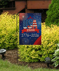 250th Anniversary USA Garden Flag Outdoor Double Sided Fireworks Design 1776 2026 in garden setting, 12x18 Inch