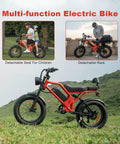 Beast 1500W Fat Tire Electric Bike For Adults With 48V 18Ah Removable Battery 20 Inch MTB Ebike Delivers 32 MPH Top Speed And 68 Plus Mile Range 7 Speed All Terrain Mountain Ride For Men And Women In Orange Red