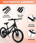 Kids Mountain Bike 20 And 24 Inch For Ages 6 To 12, 7 Speed Drivetrain, Suspension Fork, Dual Disc Brakes highlighted details