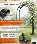 Sturdy 7.3 Foot Garden Arch Built From Heavy Duty Metal With 16mm Tubes And Thick Wall Outdoor Trellis With Roses