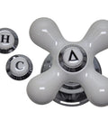 Cross-Arm Tub Shower And Sink Faucet Handle For 2-3 Handle Faucets Chrome And White Porcelain Finish Swap-In Replacement Kit
