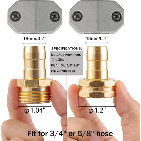 Premium Garden Hose Repair Kit With Extra Aluminum Connectors And Stainless Steel Clamps For 3/4 And 5/8 Inch Water Hoses That Stop Leaks Fast And Keep Your Outdoor Setup Running Smooth All Summer Long Without Breaking The Bank Or Dealing With Flimsy. 3/4 and 5/8 inch aluminum hose connectors with clamps