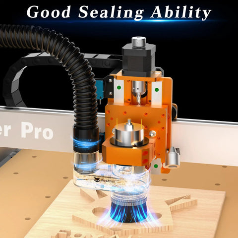 Dust Shoe For 42mm Spindle CNC Router Fits Masuter Pro And Mastuer 4040, 60W Spindle Motor, 38mm Hose Size, Transparent ABS Construction
