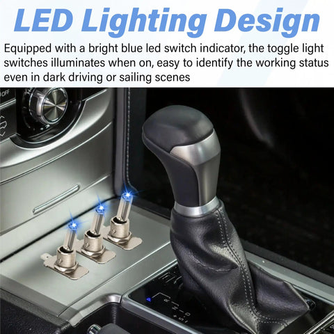 Three Pack LED Lighted Rocker Toggle Switch 12V SPST 3 Pin 2 Position On Off With Silver Plated Terminals And Gum Wood Body Built Tough For Easy DIY Auto Electronics Projects, in car console