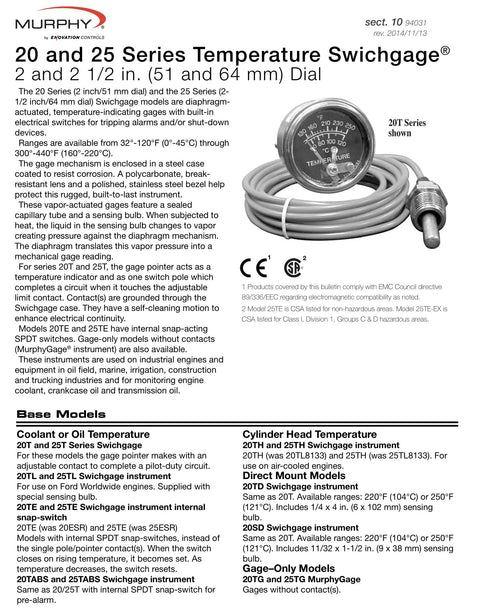 Must-Have Industrial Temperature Swichgage With Built-In Switch For Alarm And Shutdown, 2-Inch Gauge with Capillary Cable