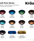 Multi-Tone Series, blue glass vessel sink, Kraus Irruption Blue model GV-204, various colored sink options, modern bathroom design.