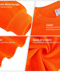 Six Pack Safety Long Sleeve T Shirt With 360 Degree Reflective Strips Class 3 High Visibility Orange For Construction Surveyor And Outdoor Work Breathable Comfort