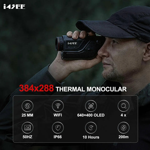 Man using Night Hunting Ready Thermal Imaging Monocular With 384x288 Sensor And 12 Micron Detector 50 Hz Frame Rate