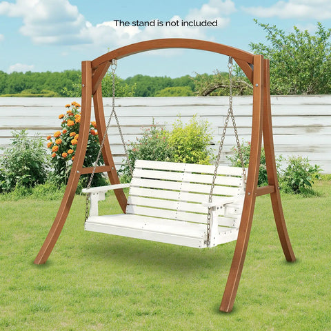 Heavy Duty 1600 LB HDPE Porch Swing For Two With Rotatable Cup Holder 4 FT Outdoor Bench Swing Adjustable Chains