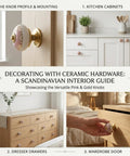 Light Pink Ceramic Cabinet Knobs Set of 10, Handmade Dresser Drawer Pull Handles with Antique Floral Pattern showcased in room decor