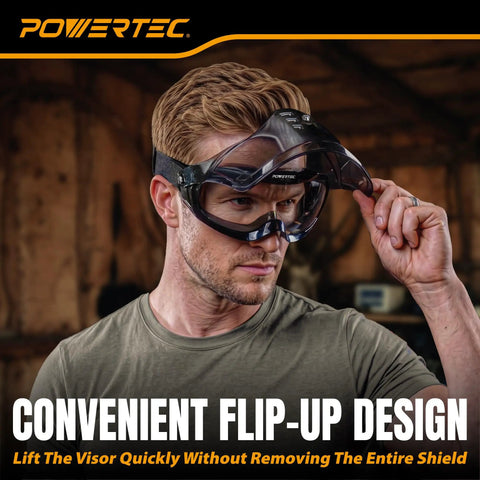 Premium KickAss Anti Fog Safety Goggles With Flip Up Detachable Face Shield And Ansi Z87 Impact Rating For Grinding Cutting And Full Face Workshop Defense