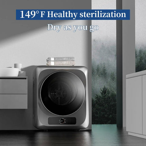 Fully Automatic Portable Washing Machine And Dryer Set Featuring A Solid Stainless Steel Tub Plus 17 Lbs Washer Paired With 10 Lbs Dryer Zero Sweat Laundry Sessions In A Sweet Compact Combo For Apartments Dorms Or RV Road Trips in a modern bathroom setting.