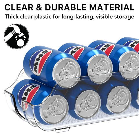 Slick Soda Can Organizer And Drink Dispenser Set Of Two For Fridge Or Pantry With Auto Roll Front To Keep Standard 12 Oz Cans Rolled Right Out Without The Hassle