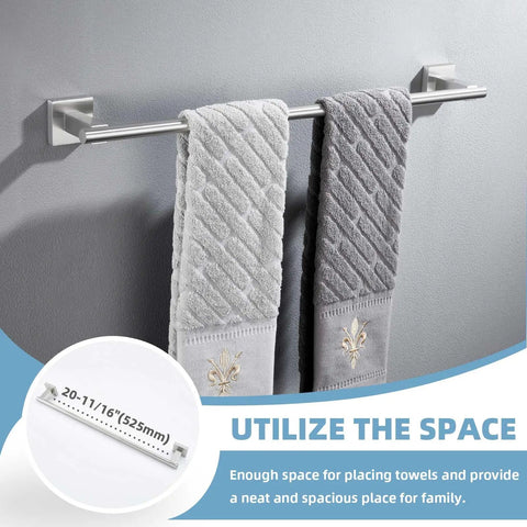 Brushed Nickel 4 Piece Bathroom Hardware Set In 304 Stainless Steel Wall Mounted Accessories Robe Hook Toilet Paper Holder Hand Towel Holder Towel Bar For A Sleek No Fuss Bathroom Upgrade