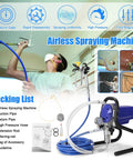 No Sweat Heavy Duty Airless Paint Sprayer With 750W Motor And 6000 Psi High Pressure Pump For Fast Weekend Warrior Home Exterior Interior DIY Wall Coating With 10 Meter Hose And Slick Finish, showing airless spraying machine in use.