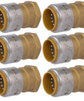 1 Inch Push To Connect Female Adapter To 1 Inch FNPT Brass Plumbing Fitting Pack Of 6 For PEX Copper CPVC PERT SDR 9 HDPE Lines Easy Wet Line Install