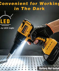 Upgraded Cordless Electric Rivet Gun Compatible With DeWalt 20V Max Battery, featuring LED light for dark work areas.