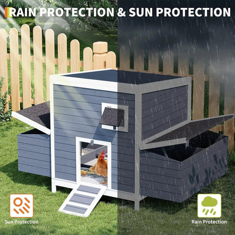 Sturdy Wooden Chicken Coop With Two Nesting Boxes And Lockable Doors Weatherproof Roof Dual Purpose Rabbit And Duck Hutch Ideal Backyard Hen House For Garden Yard Or Small Farm Easy Assembly