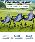 Hammock Camping Chair With 3 Height Settings And Headrest Portable Adjustable Backrest shown in 3 height options on grass field