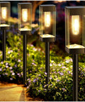 Eight Pack Solar Pathway Lights Outdoor LED Waterproof 3000K Tungsten Filament Bulbs For Lawn Garden Driveway Walkways And Patios