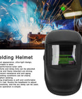 Stylish Ultralight Welding Helmet With Automatic Dimming For Serious Industrial Pros Featuring Durable ABS Construction And Solar Power To Keep You Safe During Long Heavy Duty Jobs Without The Weight Or Fatigue, viewed against a bright welding scene.