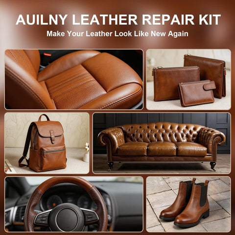 Leather Repair Kit For Furniture, Cars, Jackets, And Purses, DIY Color Match Kit To Fix Tears, Scratches, Holes, and Peeling