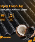 Activated Carbon Cabin Air Filter With Easy Install For Chevy GMC Trucks And SUVs Like Silverado Sierra Equinox Malibu Colorado Traverse Acadia Blazer Cruze Impala Tahoe Terrain XT5 Replaces CF11966 showing coconut shell material