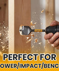 Heavy Duty 14 Piece Spade Drill Bit Set With Six Inch Quick Load Extension in use drilling into wood for clean holes.