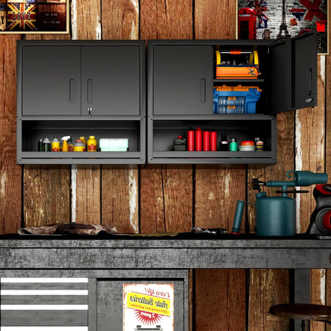Premium Heavy Duty Wall Mounted Metal Storage Cabinet Lockable Garage Tool Organizer Hanging Workshop Box Fits Like A Glove And Kicks Your Daily Clutter To The Curb