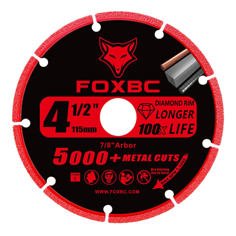 4-1/2 Inch Diamond Cutting Wheel For Angle Grinder Dry Cut Metal Cut Off Up To 100X Longer Life Than Standard Discs 7/8 Inch Arbor 3 Pack Rebar Stainless Steel Angle Iron